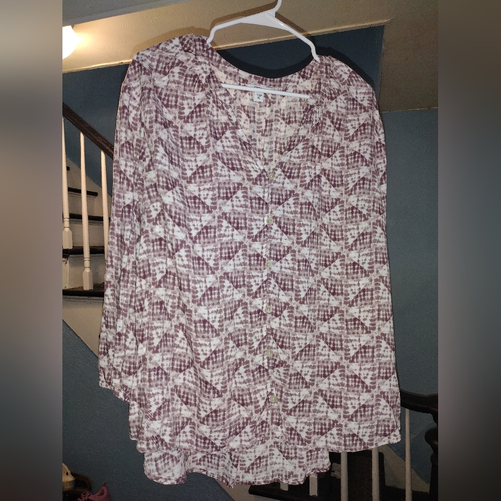 Sonoma Patterned Button-Up Blouse - image 1